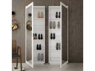 Meuble range-chaussures laqué avec 1 porte miroir - TROSA 2