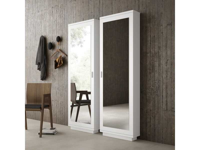Meuble range-chaussures laqué avec 1 porte miroir - TROSA