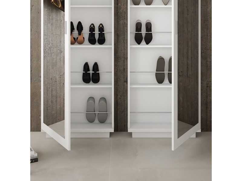 Meuble range-chaussures laqué avec 1 porte miroir - TROSA