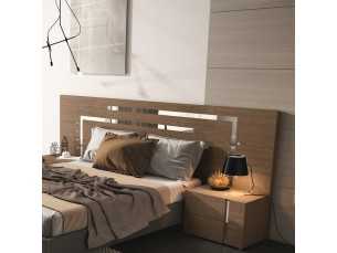 Complete bed in toasted oak wood with stainless steel details - SOFRA 2