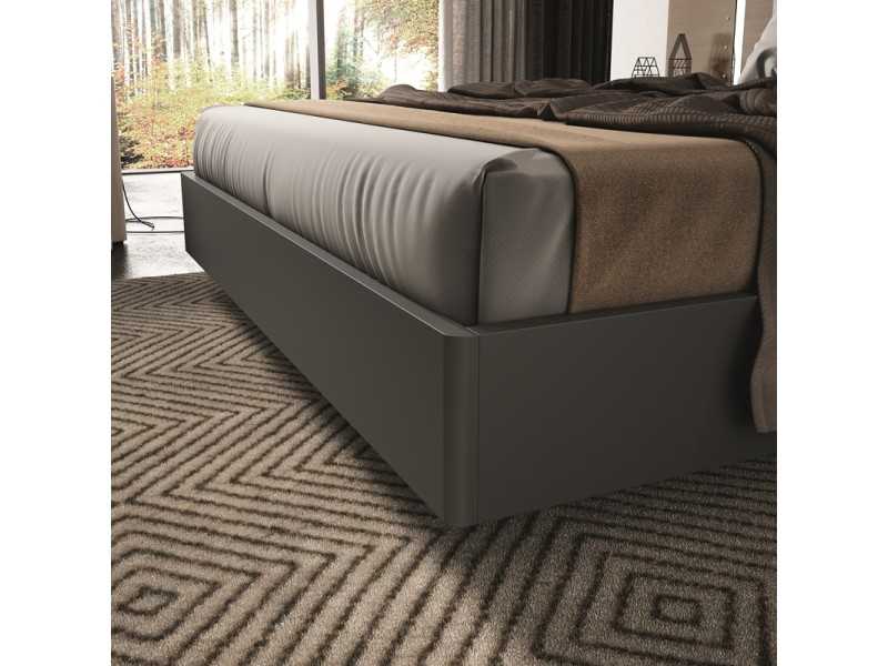 Complete bed in toasted oak wood with stainless steel details - SOFRA