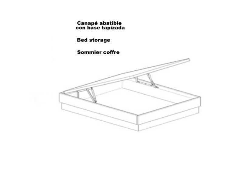 Complete bed in toasted oak wood with stainless steel details - SOFRA