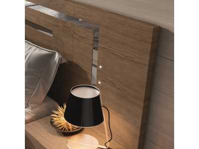 Headboard in toasted oak wood with stainless steel details - SOFRA