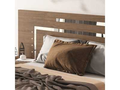 Headboard in toasted oak wood with stainless steel details - SOFRA