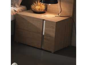 Bedside table in toasted oak wood with stainless steel details - SOFRA 2