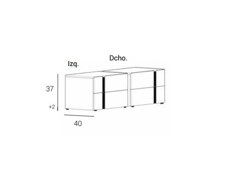 Bedside table in toasted oak wood with stainless steel details - SOFRA