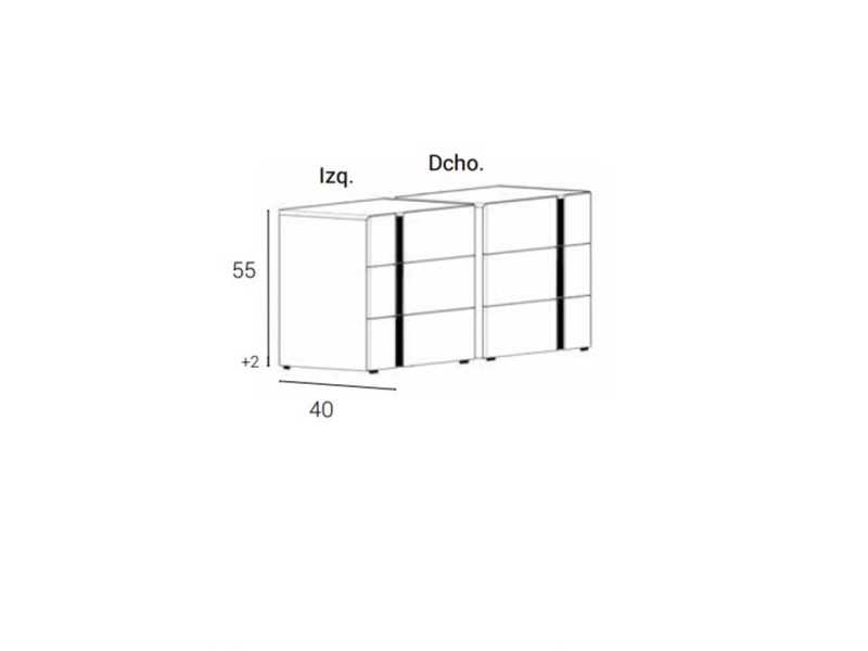 Bedside table in toasted oak wood with stainless steel details - SOFRA
