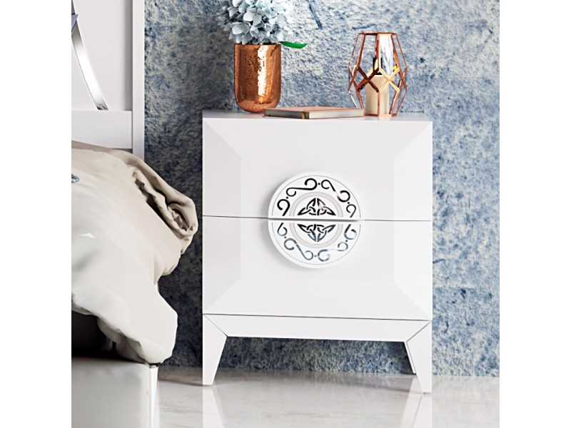 Lacquered bedside table with central detail - OLIMPIC