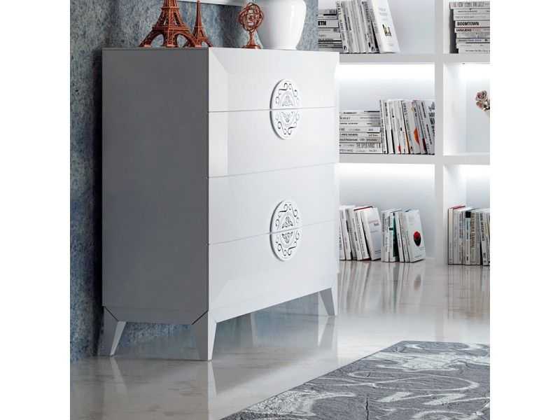 Lacquered chest of drawers with original handles - OLIMPIC