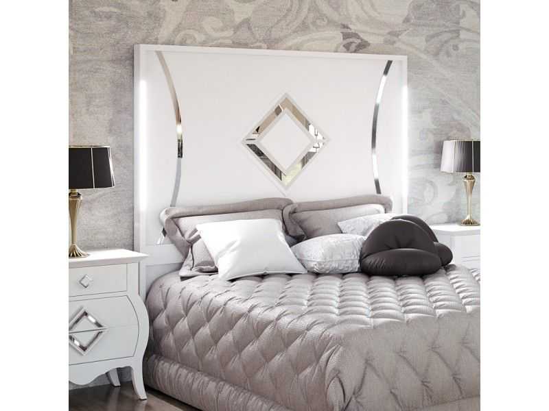 Lacquered headboard with original details and led light - ROMBO