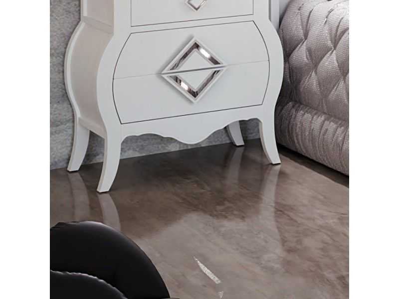 Mesita de noche lacada con detalle central - ROMBO