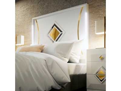 Lacquered headboard with original details and led light - ROMBO ORO