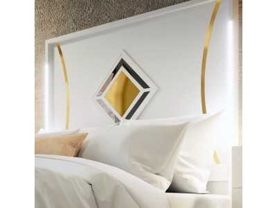 Lacquered headboard with original details and led light - ROMBO ORO