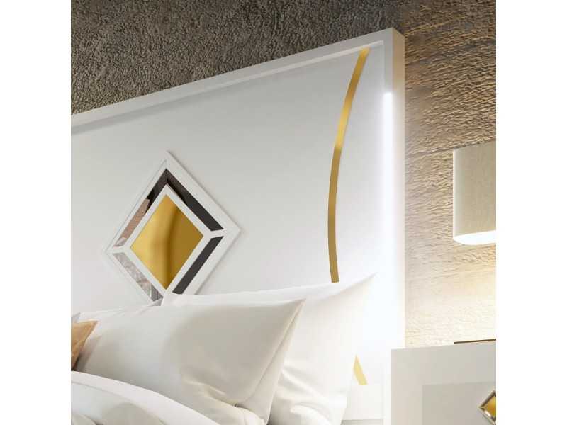 Cabecero lacado con originales detalles y luz led - ROMBO ORO