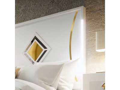 Lacquered headboard with original details and led light - ROMBO ORO
