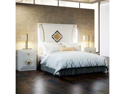 Lacquered headboard with original details and led light - ROMBO ORO