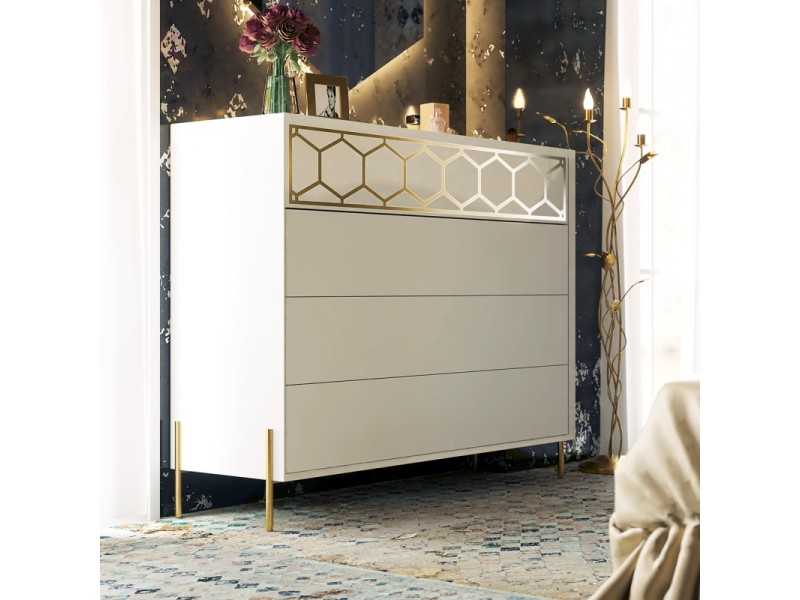 Lacquered chest of drawers with legs in lacquered steel - EVA