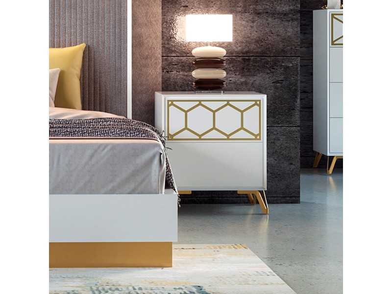 Lacquered bedside table with legs in lacquered steel - EVA
