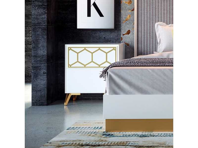 Lacquered bedside table with legs in lacquered steel - EVA