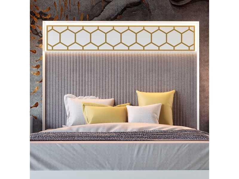 Lacquered and upholstered headboard with led light - EVA