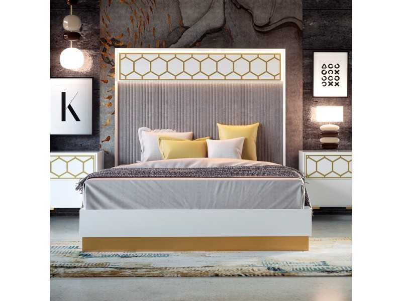 Complete bed with lacquered and upholstered bed base - EVA