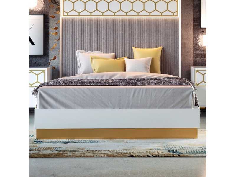 Complete bed with lacquered and upholstered bed base - EVA