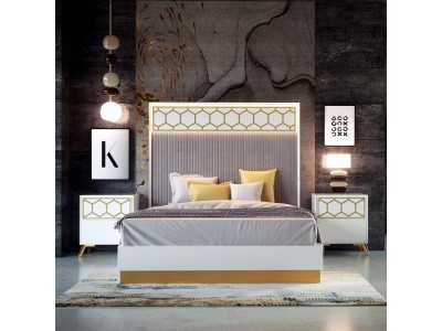 Complete bed with lacquered and upholstered bed base - EVA