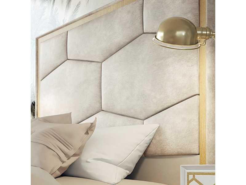 Upholstered headboard with oak detail - DIALA