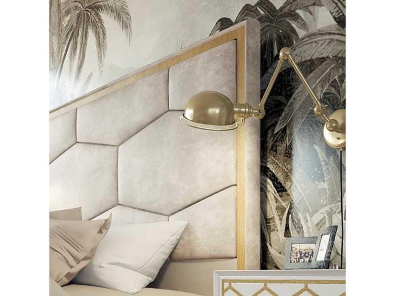 Upholstered headboard with oak detail - DIALA
