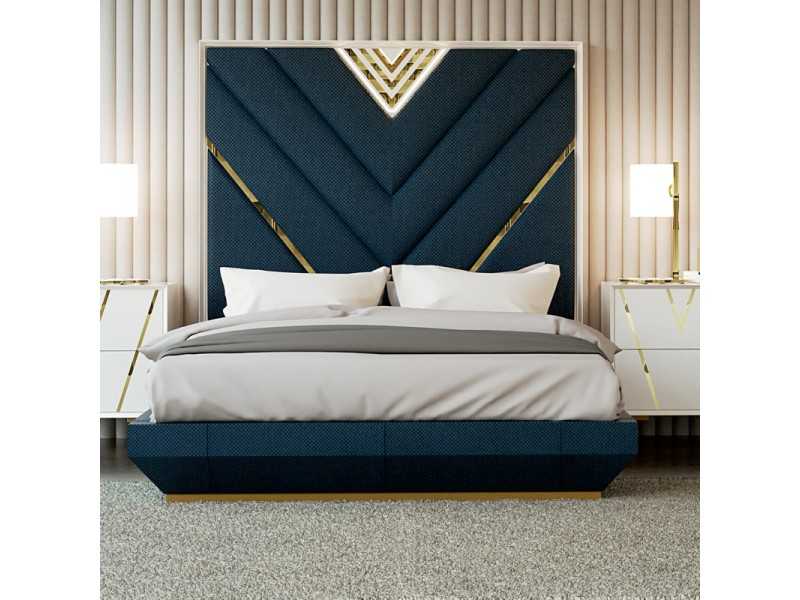 Complete lacquered and upholstered bed - NÉMESIS