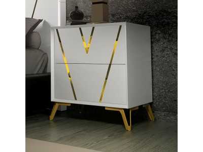 Lacquered bedside table with legs in lacquered steel - NÉMESIS