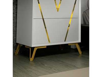 Lacquered bedside table with legs in lacquered steel - NÉMESIS