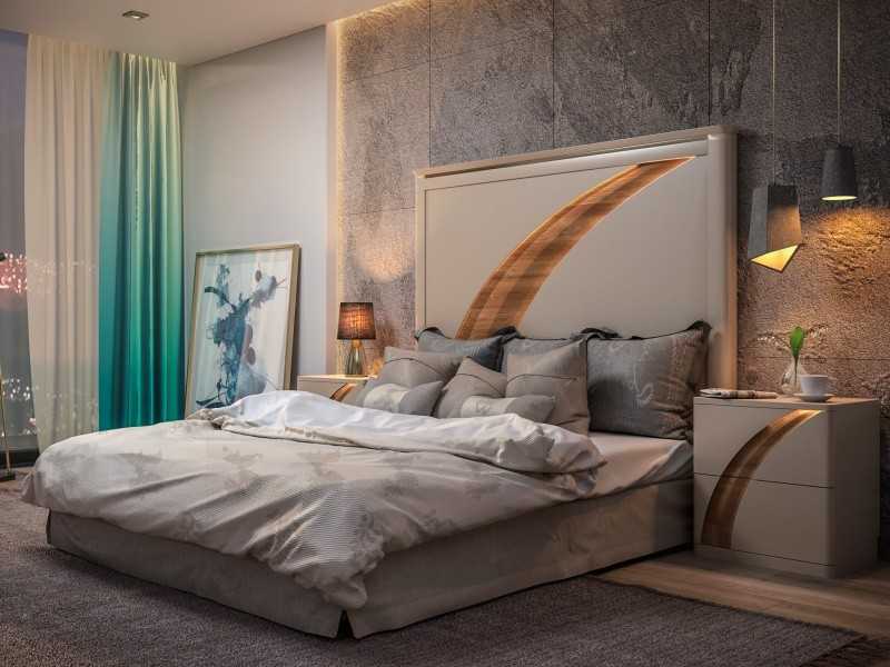 Lacquered headboard with ceiling detail - HORUS