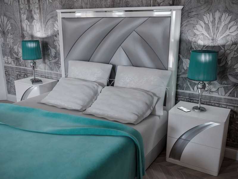 Lacquered and upholstered headboard with led light - VESTA