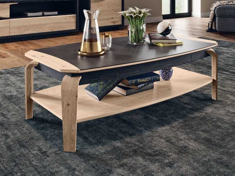 Oak coffee table with ceramic top - CALAIS