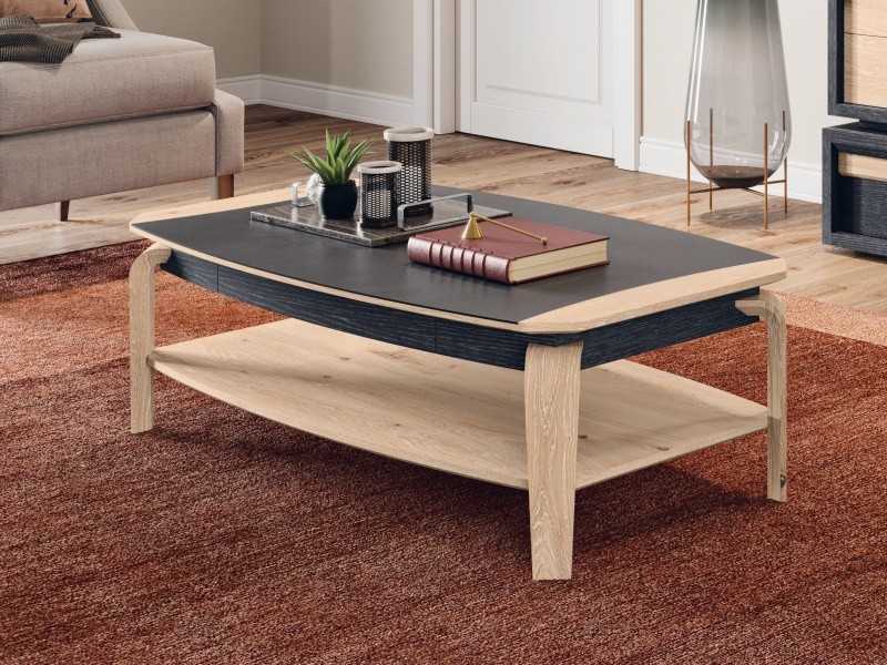Oak coffee table with ceramic top - CALAIS