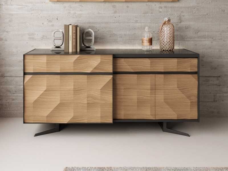 Sideboard in oak and lacquered steel - GRASSE