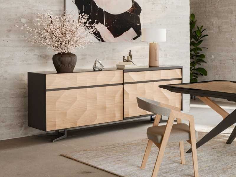 Sideboard in oak and lacquered steel - GRASSE