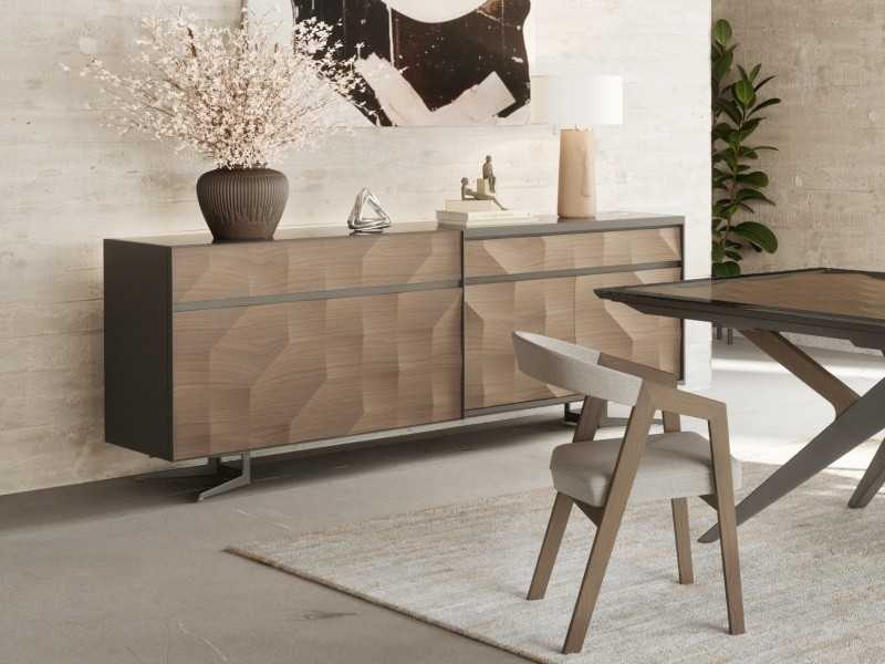 Sideboard in oak and lacquered steel - GRASSE