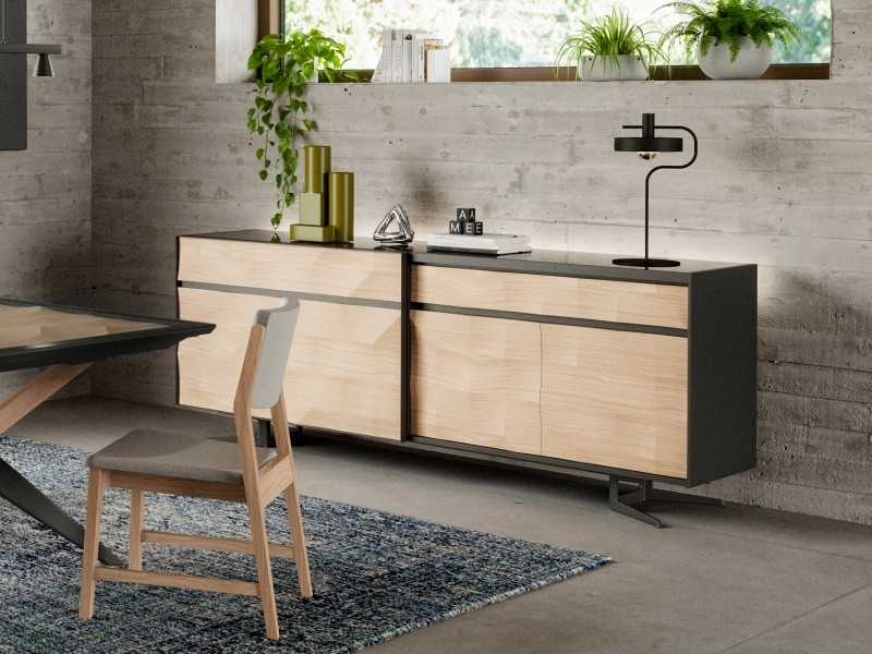 Sideboard in oak and lacquered steel - GRASSE