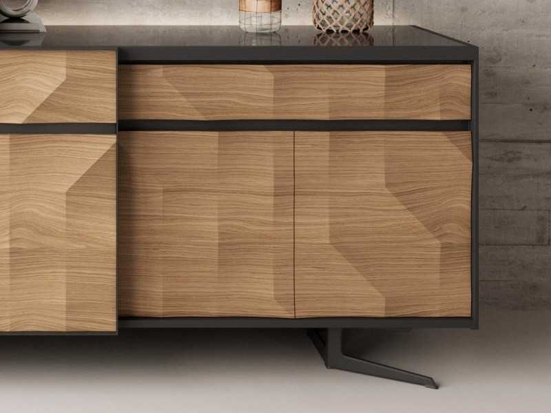 Sideboard in oak and lacquered steel - GRASSE