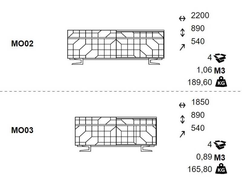 Sideboard in oak and lacquered steel - GRASSE