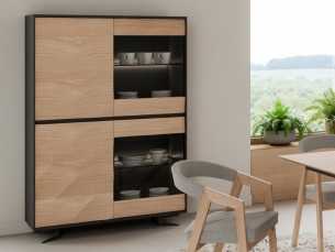 4-door oak and lacquered showcase - GRASSE