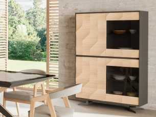 4-door oak and lacquered showcase - GRASSE 2