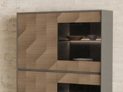Vitrine 4 portes en chêne et laquée - GRASSE