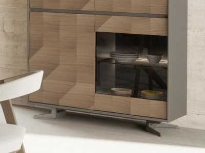 Vitrine 4 portes en chêne et laquée - GRASSE