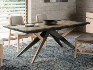 Mesa de comedor fija en madera de roble y acero - GRASSE