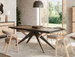 Mesa de comedor fija en madera de roble y acero - GRASSE 2