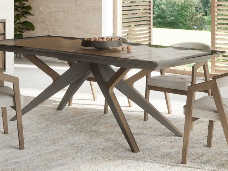 Table à manger fixe en bois de chêne et acier - GRASSE
