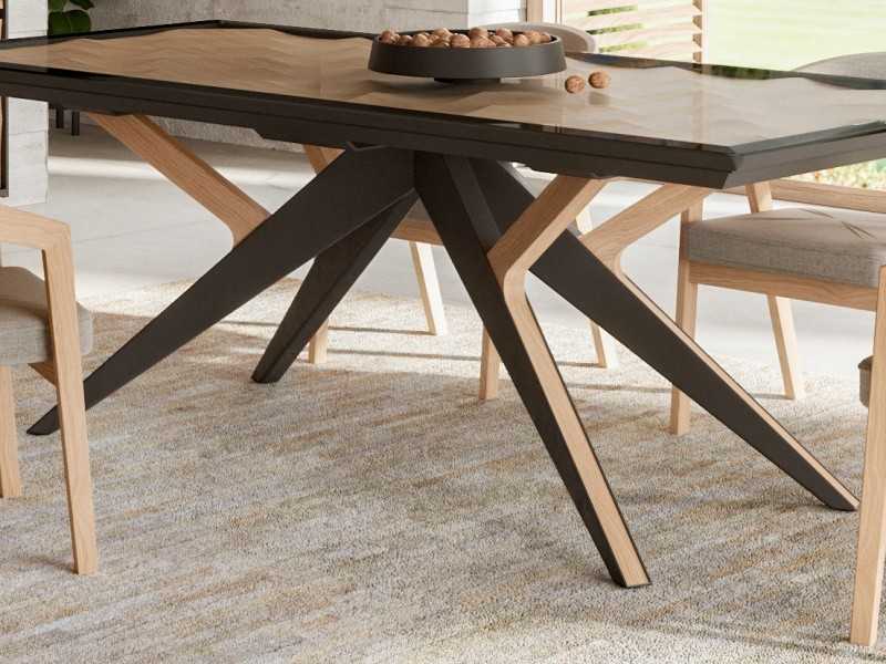 Fixed dining table in oak wood and steel - GRASSE